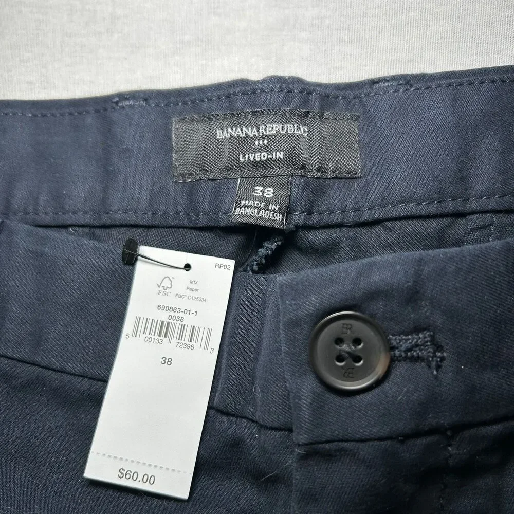 NWT Banana Republic Lived-In Chino Shorts in navy blue sz 38